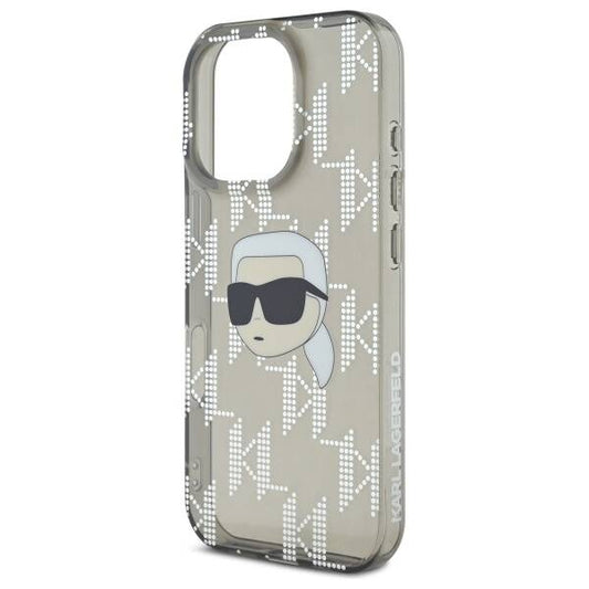 Custodia per Apple iPhone 16 Pro, Karl Lagerfeld, IML Luxury Electroplated Karl's Head, Nera