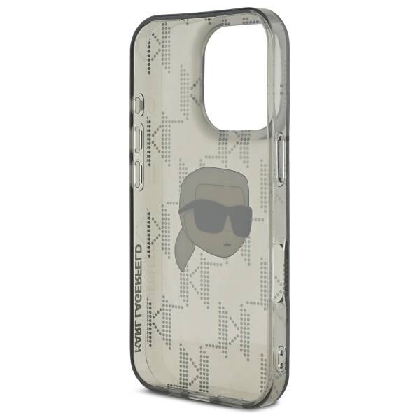 Custodia per Apple iPhone 16 Pro, Karl Lagerfeld, IML Luxury Electroplated Karl's Head, Nera
