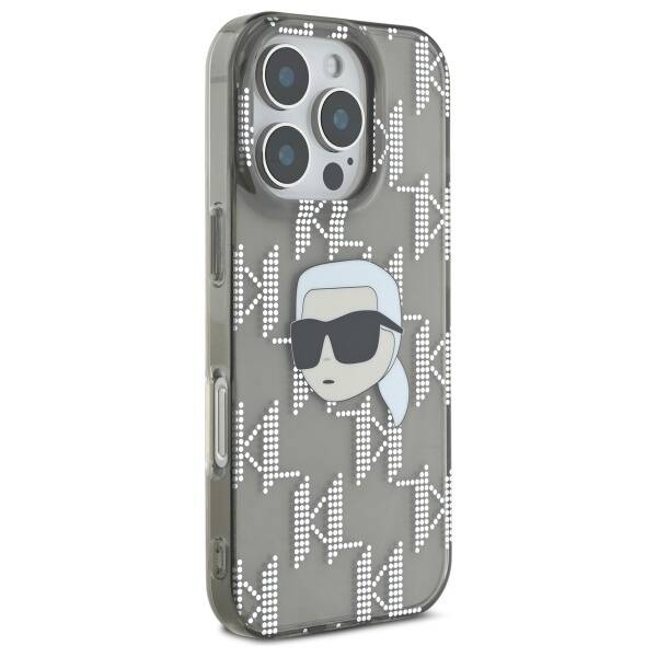 Custodia per Apple iPhone 16 Pro, Karl Lagerfeld, IML Luxury Electroplated Karl's Head, Nera