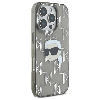 Custodia per Apple iPhone 16 Pro, Karl Lagerfeld, IML Luxury Electroplated Karl's Head, Nera