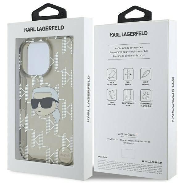 Custodia per Apple iPhone 16 Pro, Karl Lagerfeld, IML Luxury Electroplated Karl's Head, Nera