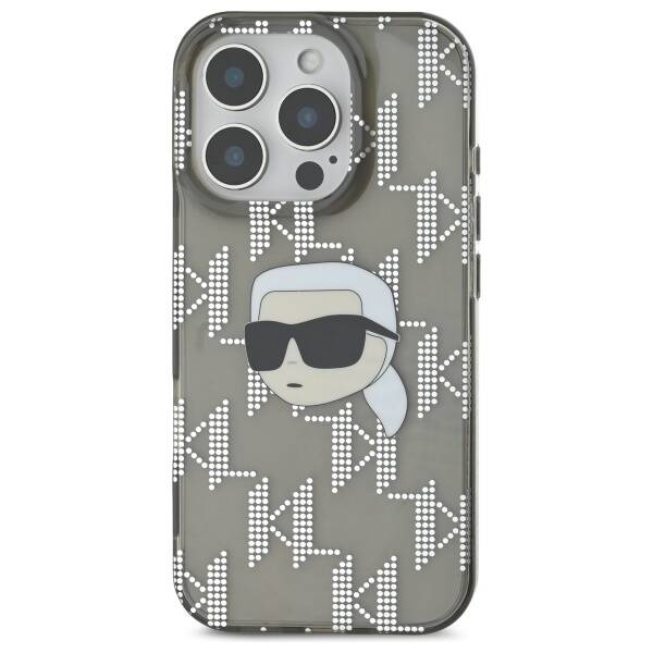 Custodia per Apple iPhone 16 Pro, Karl Lagerfeld, IML Luxury Electroplated Karl's Head, Nera
