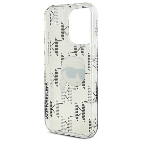 Custodia per Apple iPhone 16 Pro, Karl Lagerfeld, IML Luxury Electroplated Karl's Head, Trasparente