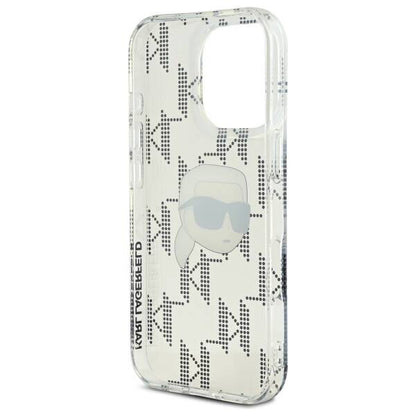 Custodia per Apple iPhone 16 Pro, Karl Lagerfeld, IML Luxury Electroplated Karl's Head, Trasparente