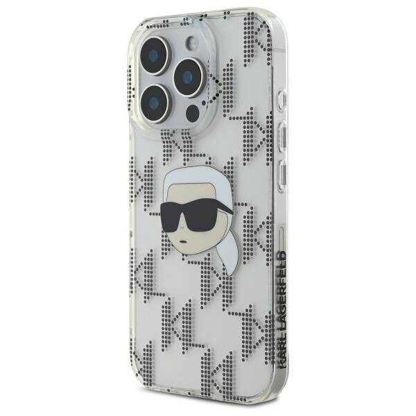 Custodia per Apple iPhone 16 Pro, Karl Lagerfeld, IML Luxury Electroplated Karl's Head, Trasparente