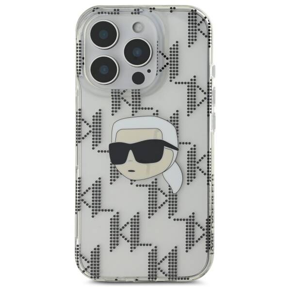 Custodia per Apple iPhone 16 Pro, Karl Lagerfeld, IML Luxury Electroplated Karl's Head, Trasparente
