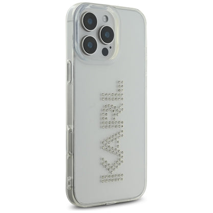 Custodia per Apple iPhone 16 Pro, Karl Lagerfeld, IML Rhinestones Transparent Logo, Trasparente