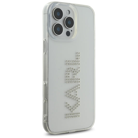 Custodia per Apple iPhone 16 Pro, Karl Lagerfeld, IML Rhinestones Transparent Logo, Trasparente