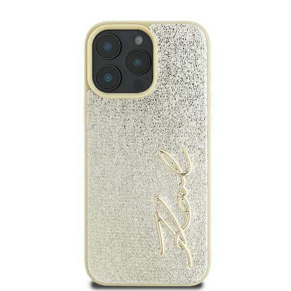 Custodia per Apple iPhone 16 Pro, Karl Lagerfeld, Metal Signature, Dorata