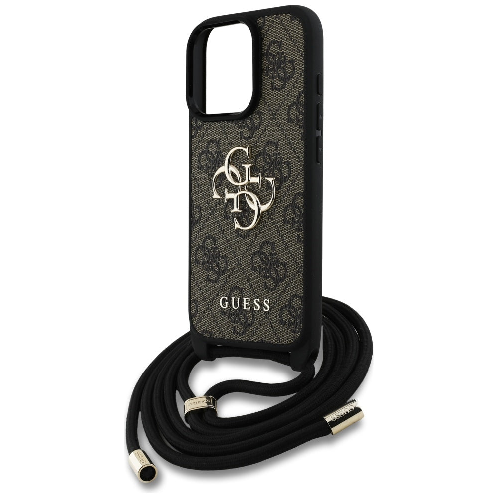 Custodia per Apple iPhone 16 Pro Max, Guess, 4G CBDY Big Logo con Cinturino, Marrone