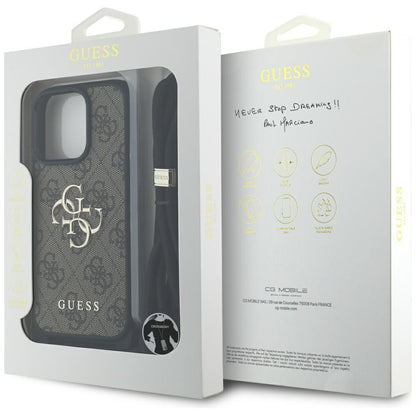 Custodia per Apple iPhone 16 Pro Max, Guess, 4G CBDY Big Logo con Cinturino, Marrone