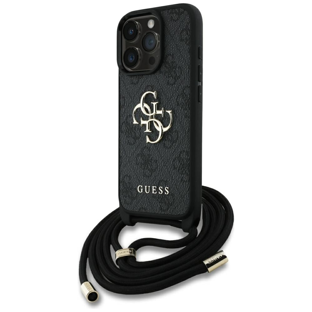 Custodia per Apple iPhone 16 Pro Max, Guess, 4G CBDY Big Logo con Cinturino, Nera