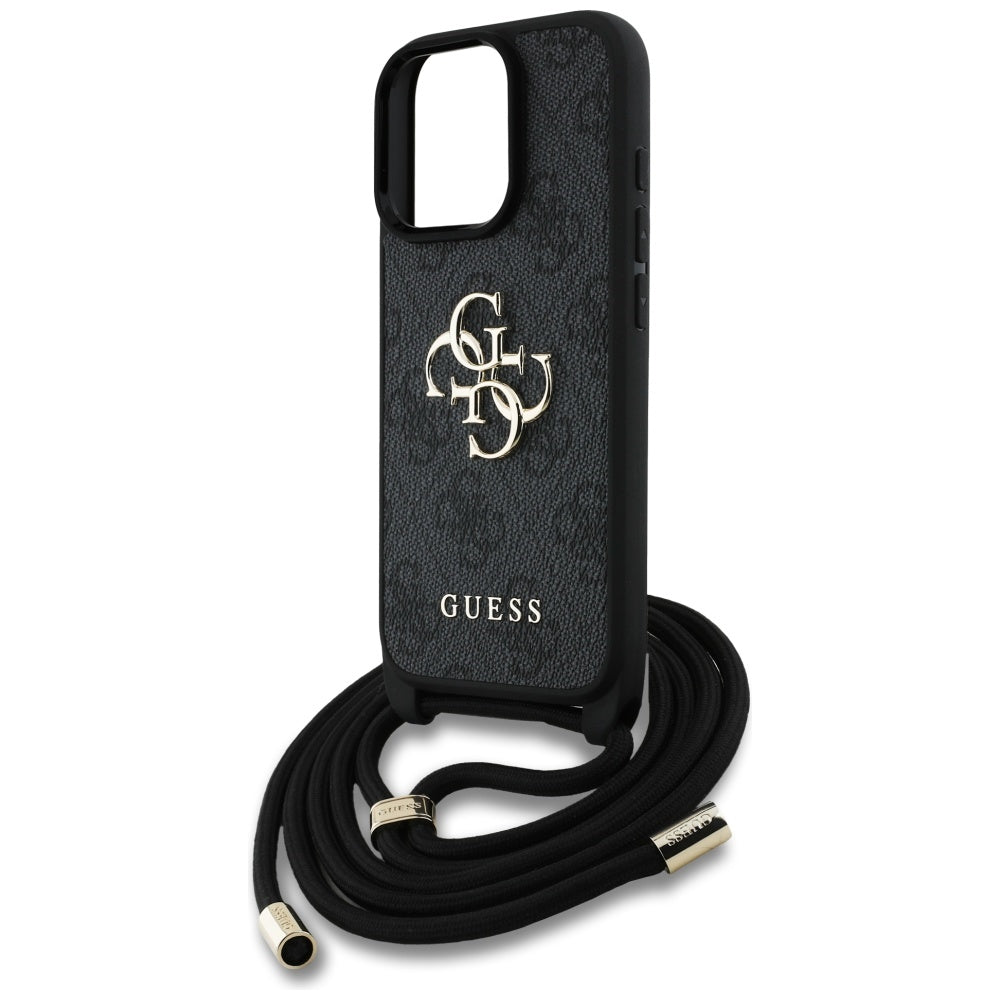 Custodia per Apple iPhone 16 Pro Max, Guess, 4G CBDY Big Logo con Cinturino, Nera