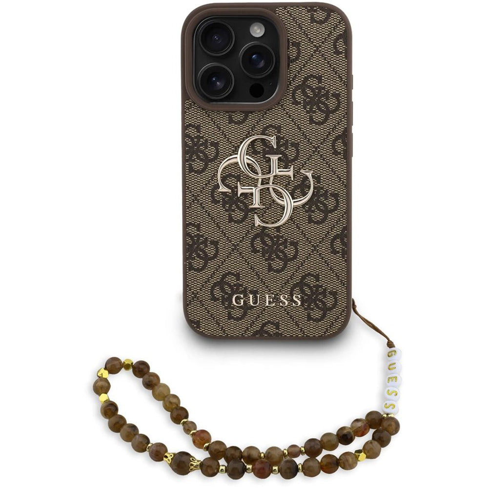 Custodia per Apple iPhone 16 Pro Max, Guess, 4G Classic Logo con Cinturino, Marrone