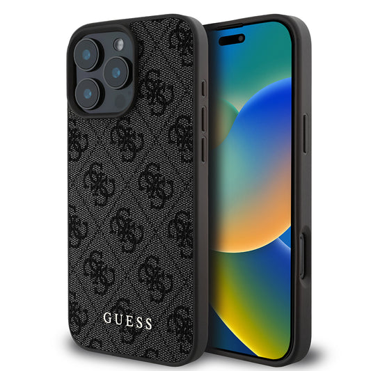 Custodia per Apple iPhone 16 Pro Max, Guess, 4G Classic, Nera