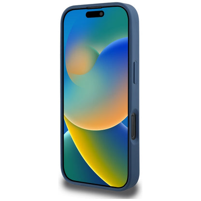 Custodia per Apple iPhone 16 Pro Max, Guess, 4G Grained Roses Big Logo, Blu