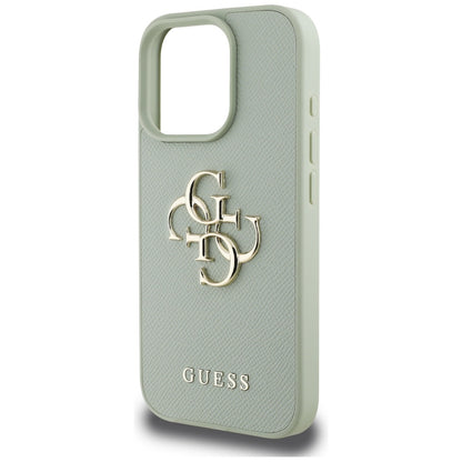 Custodia per Apple iPhone 16 Pro Max, Guess, Grained Big 4G Logo Small Classic Logo, Verde