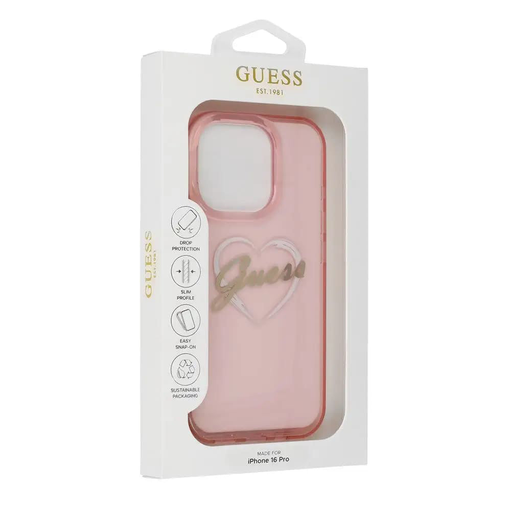 Case for Apple iPhone 16 Pro Max, Guess, IML Heart, Pink