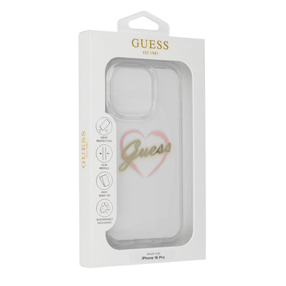Case for Apple iPhone 16 Pro Max, Guess, IML Heart, Transparent