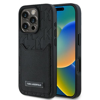 Custodia per Apple iPhone 16 Pro Max, Karl Lagerfeld, Cardslots Monogram, Nera