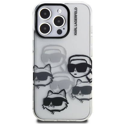 Custodia per Apple iPhone 16 Pro Max, Karl Lagerfeld, IML Luxury Multi Head Pattern, Trasparente