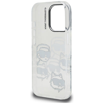 Custodia per Apple iPhone 16 Pro Max, Karl Lagerfeld, IML Luxury Multi Head Pattern, Trasparente