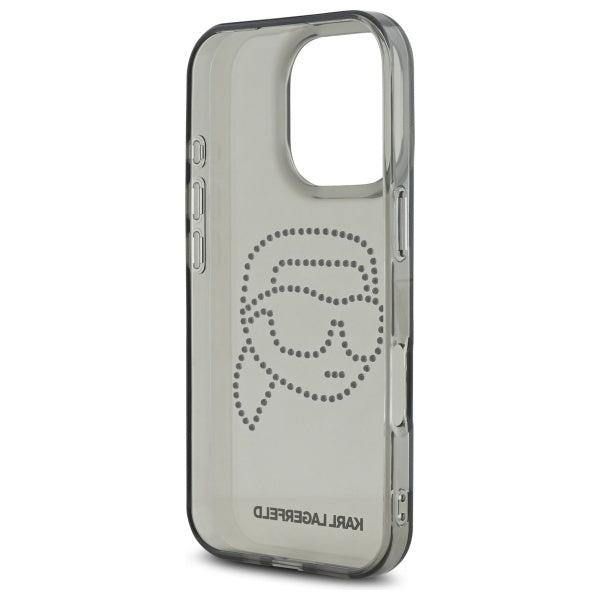 Custodia per Apple iPhone 16 Pro Max, Karl Lagerfeld, IML Rhinestones Karl's Head, Nera