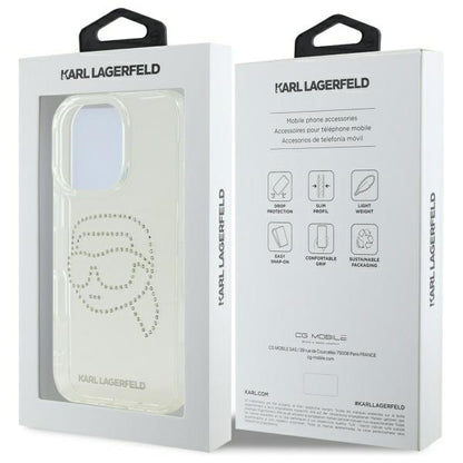 Case for Apple iPhone 16 Pro Max, Karl Lagerfeld, IML Rhinestones Karl's Head, Transparent