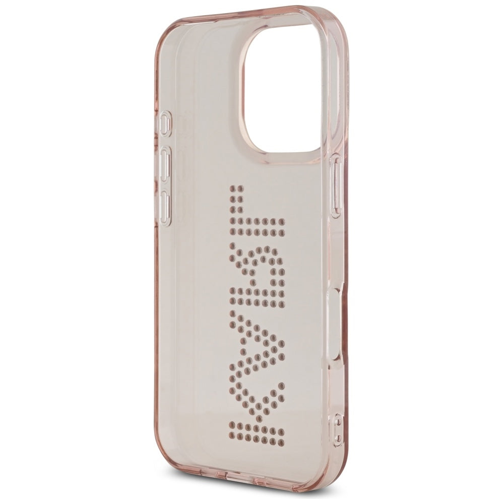 Custodia per Apple iPhone 16 Pro Max, Karl Lagerfeld, IML Rhinestones Pink Logo, Rosa