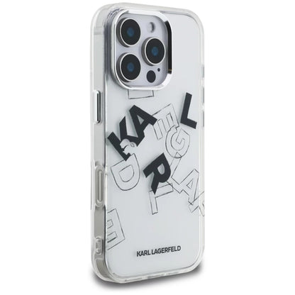 Custodia per Apple iPhone 16 Pro Max, Karl Lagerfeld, IML Sketched Graphic Logo, Trasparente