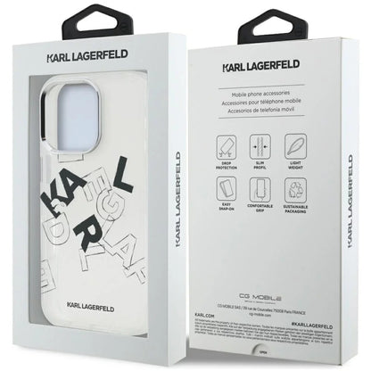 Custodia per Apple iPhone 16 Pro Max, Karl Lagerfeld, IML Sketched Graphic Logo, Trasparente