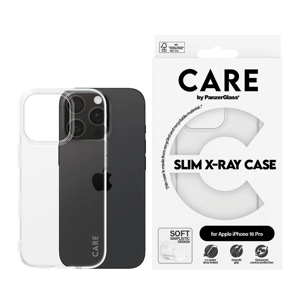 Custodia per Apple iPhone 16 Pro, PanzerGlass, Care Fashionable, Trasparente
