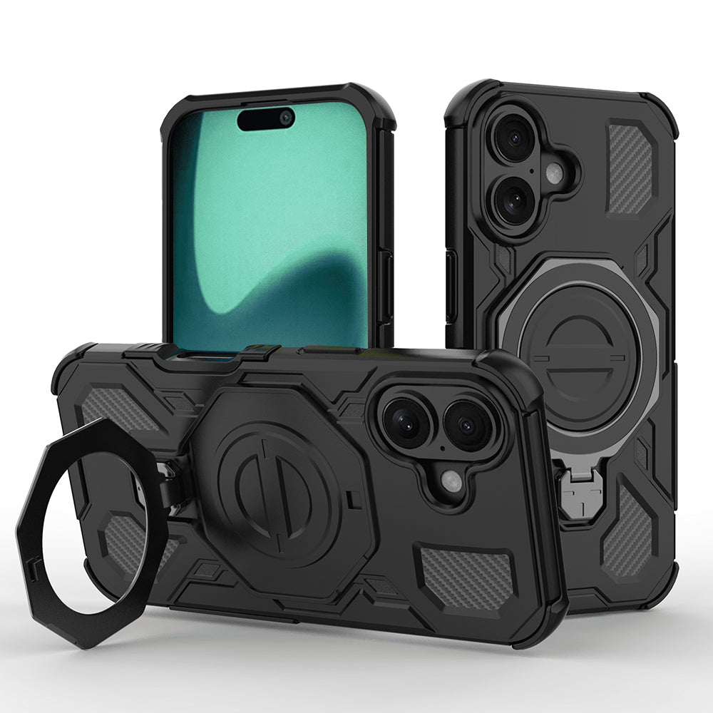 Custodia per Apple iPhone 16, Techsuit, Carbon Shield Pro, Nera