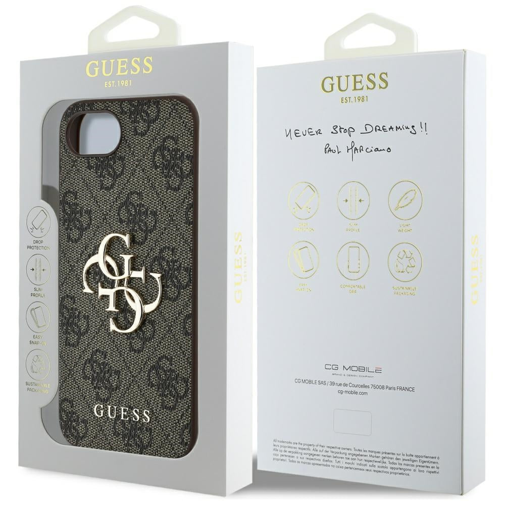 Custodia per Apple iPhone 16e, Guess, 4G Big Logo, Marrone