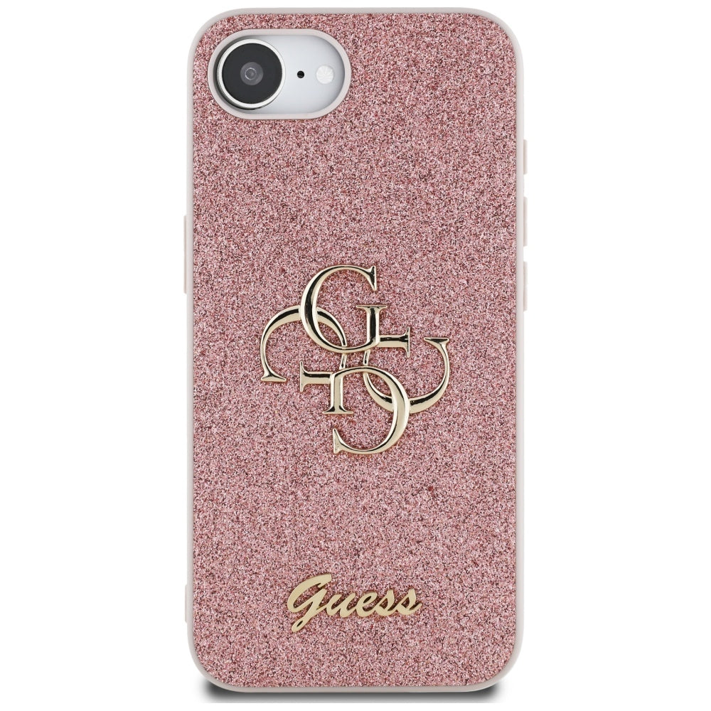 Custodia per Apple iPhone 16e, Guess, Fixed Glitter Big 4G, Rosa