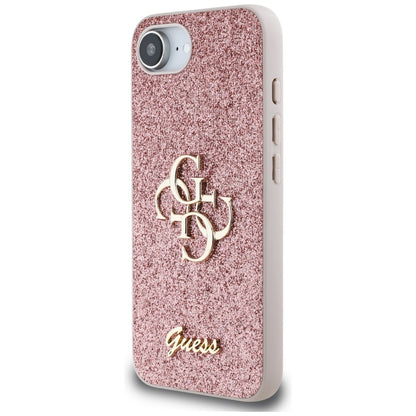 Custodia per Apple iPhone 16e, Guess, Fixed Glitter Big 4G, Rosa