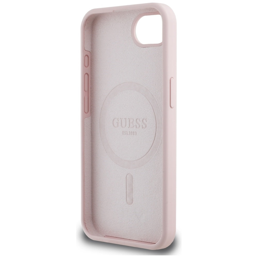 Custodia per Apple iPhone 16e, Guess, Script Metal Logo, Rosa
