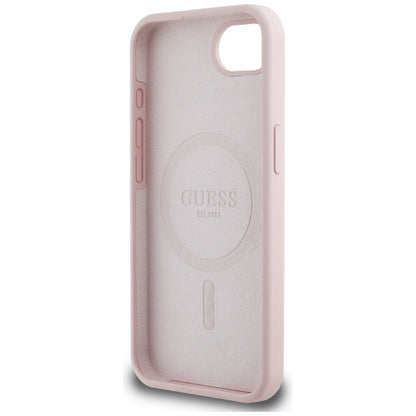 Custodia per Apple iPhone 16e, Guess, Script Metal Logo, Rosa