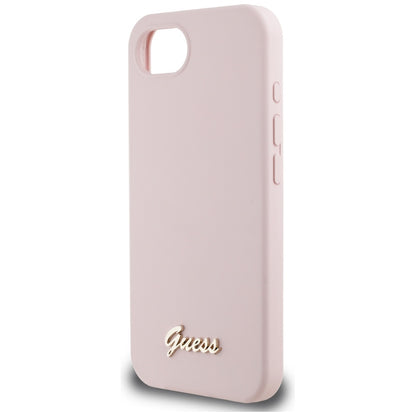 Custodia per Apple iPhone 16e, Guess, Script Metal Logo, Rosa
