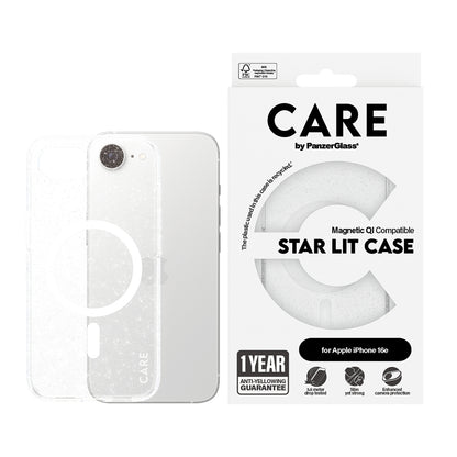 Custodia per Apple iPhone 16e, PanzerGlass, Care Urban Combat Star Lit, Trasparente Bianca