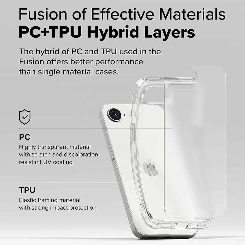 Custodia per Apple iPhone 17e / 16e, Ringke, Fusion, Trasparente Opaca