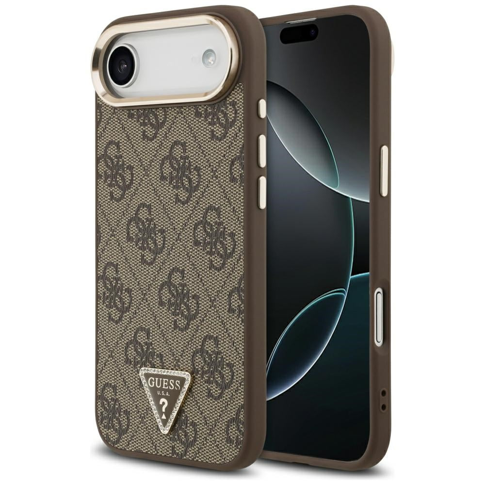 Custodia per Apple iPhone 17 Air, Guess, Logo Triangolo 4G, Marrone Dorato
