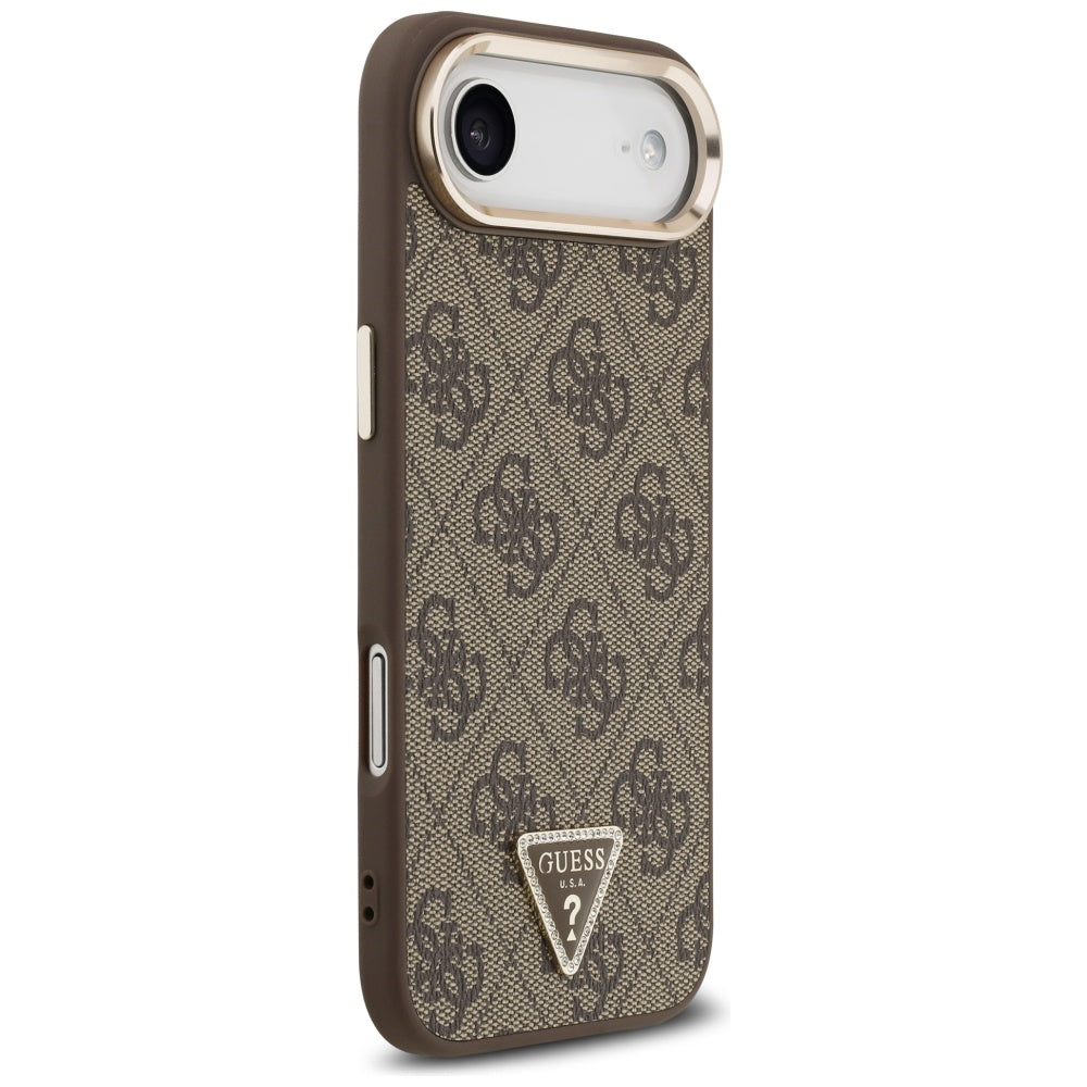 Custodia per Apple iPhone 17 Air, Guess, Logo Triangolo 4G, Marrone Dorato