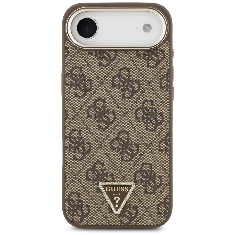 Custodia per Apple iPhone 17 Air, Guess, Logo Triangolo 4G, Marrone Dorato