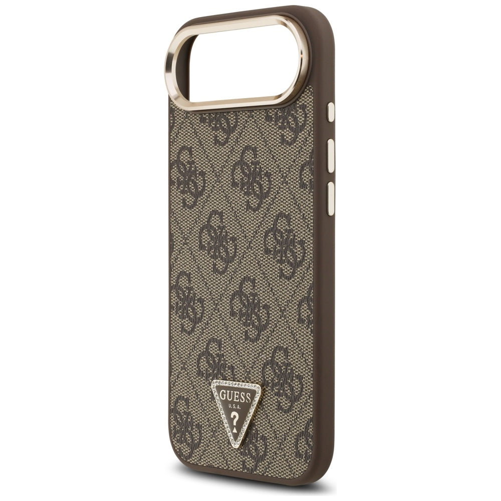 Custodia per Apple iPhone 17 Air, Guess, Logo Triangolo 4G, Marrone Dorato