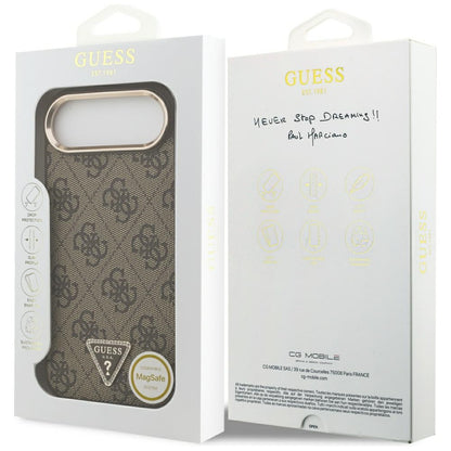 Custodia per Apple iPhone 17 Air, Guess, Logo Triangolo 4G, Marrone Dorato