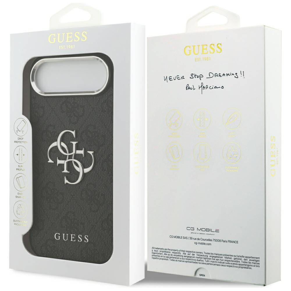 Custodia per Apple iPhone 17 Air, Guess, Big 4G Logo Classic, Nera Argentata