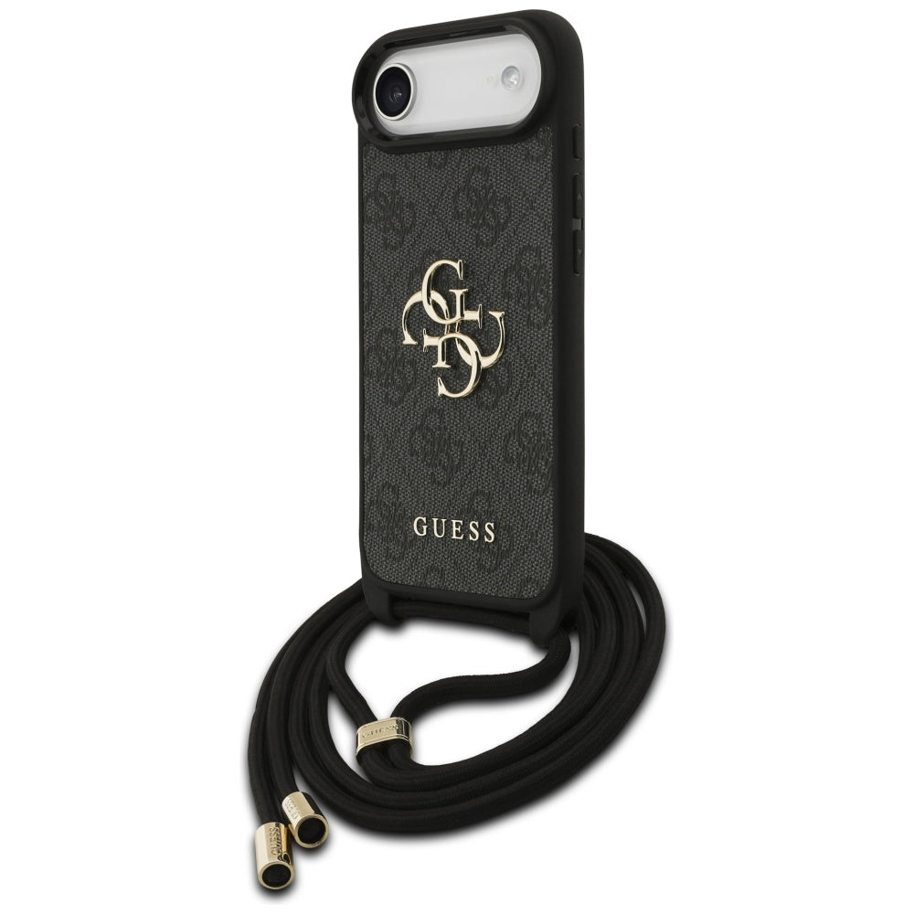Custodia per Apple iPhone 17 Air, Guess, Crossbody Cord 4G Big Log, Nera