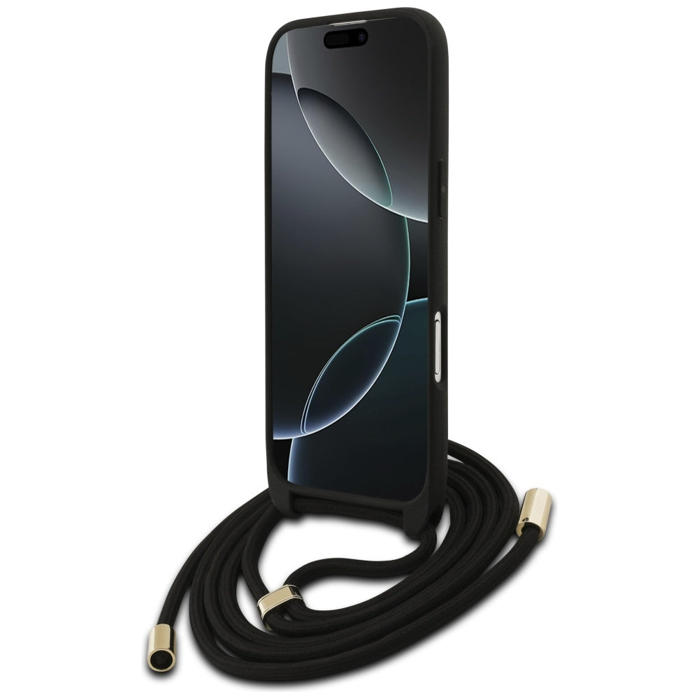 Custodia per Apple iPhone 17 Air, Guess, Crossbody Cord 4G Big Log, Nera