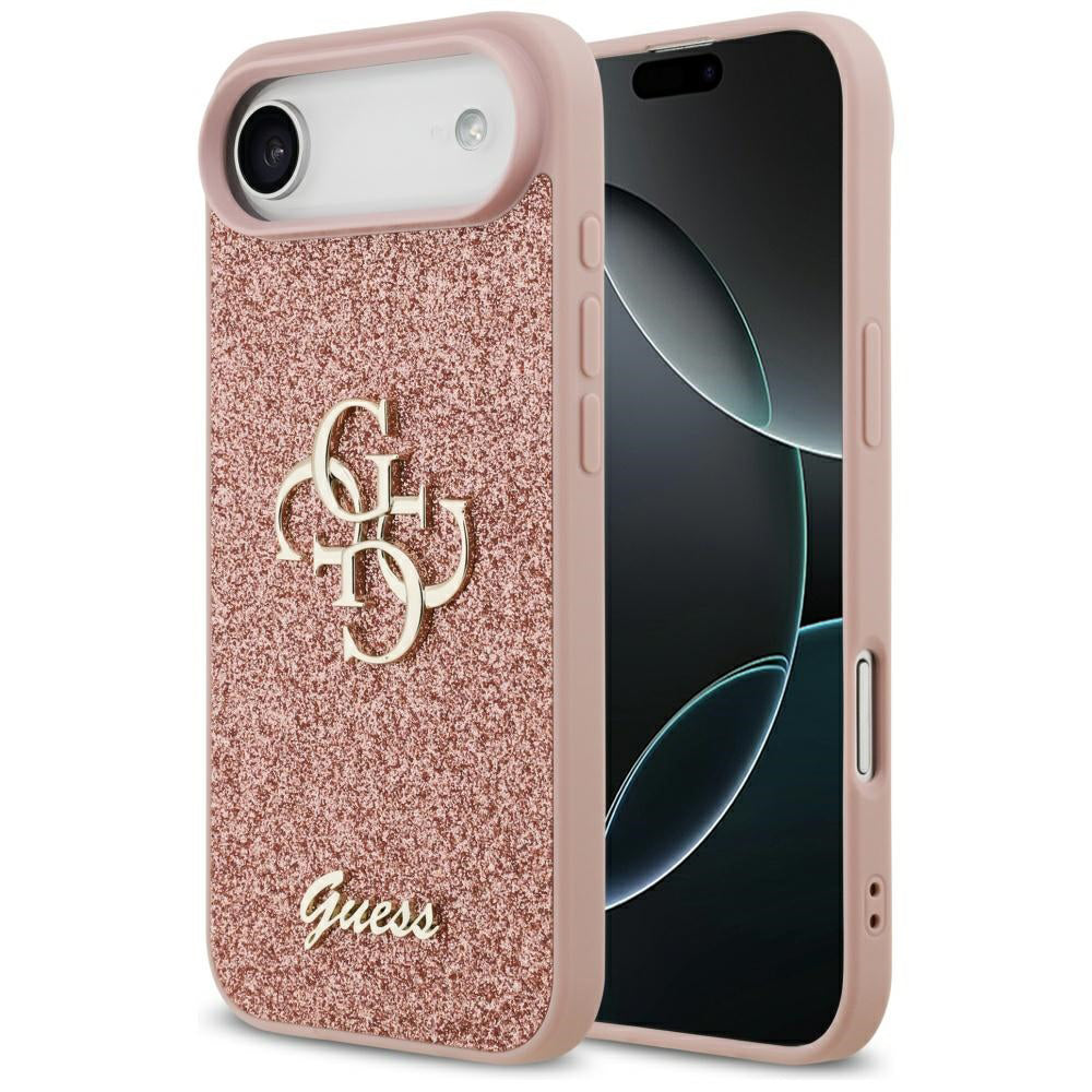 Custodia per Apple iPhone 17 Air, Guess, Fixed Glitter Big 4G, Rosa